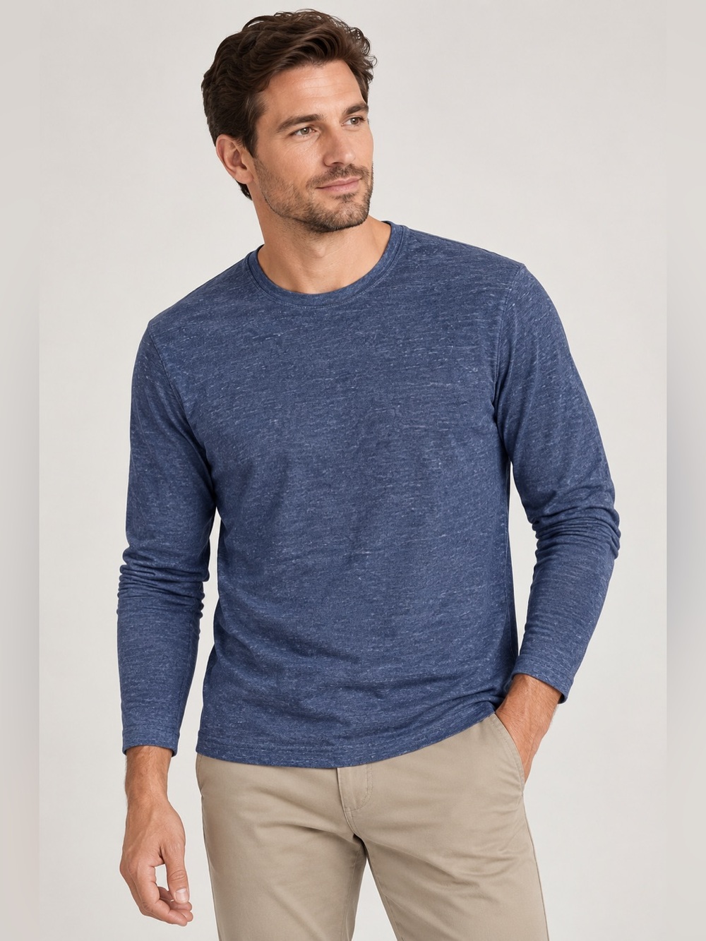 Banana Republic Soft Wash 100% Cotton Blue Long Sleeve Crewneck Shirt - Men’s L